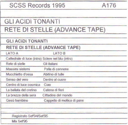 a176 gli acidi tonanti: rete di stelle advance tape 1995 a176 gli acidi tonanti: rete di stelle advance tape 1995